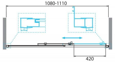 Душевая дверь в нишу BELBAGNO DUE-BF-1, артикул DUE-BF-1-140-C-Cr