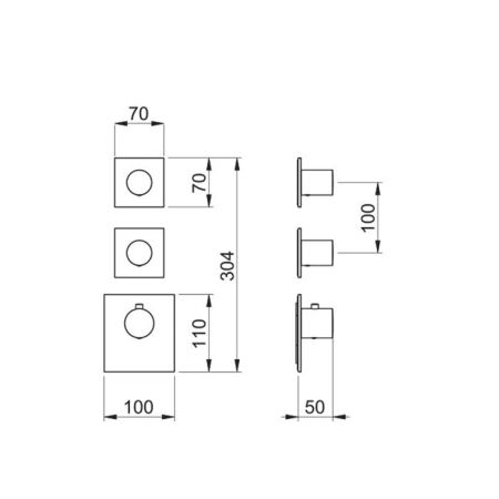 ALMAR Внешняя часть термостатического смесителя с 2-мя запорными вентилями, цвет хром, артикул E180082.CR