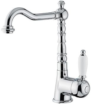 Emmevi Laguna, однорычажный смеситель для раковины (излив 19 см), с донным клапаном, цвет белый-золото