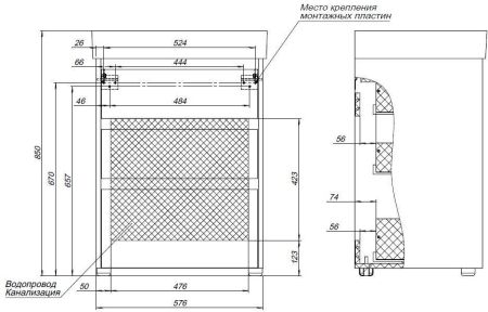 Тумба под раковину Aquanet Nova Lite 60 дуб рустикальный (3 ящика), артикул 00302471