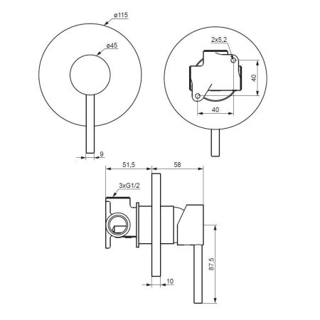 367500000 Scandinavian Pure, встраиваемый смеситель для душа, хром, артикул 367500000