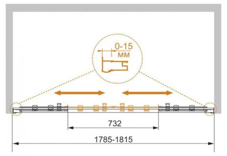 Душевая дверь в проем CEZARES PRATICO-BF-2, артикул PRATICO-BF-2-180-P-Cr