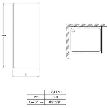 Душевое ограждение JACOB DELAFON CONTRA (90*) E22FC90-GA (хром), шт, артикул E22FC90-GA
