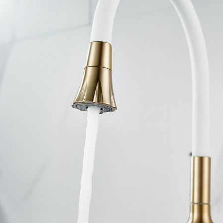 Смеситель для кухни с гибким изливом Raffine F303G-1, золотой сатин, артикул F303G-1