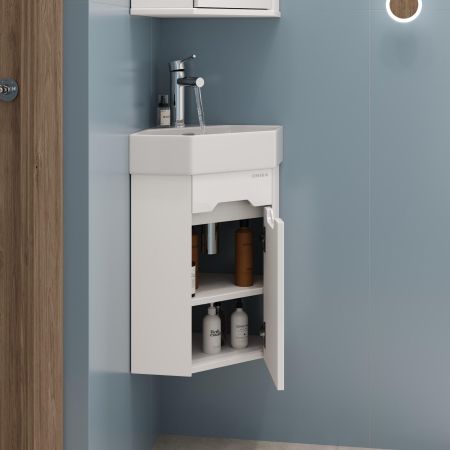 Тумба Onika Айленд 35 подвесная, белая, угловая (ум. Line), артикул 103502