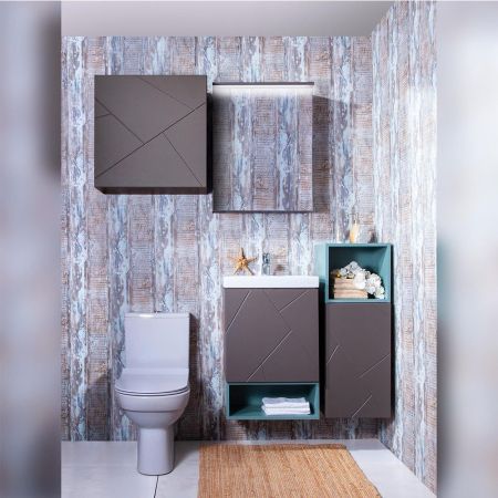 Комплект мебели для ванной Бриклаер КРИСТАЛЛ 50Z, графит/муссон, артикул КРИСТАЛЛ 50Z