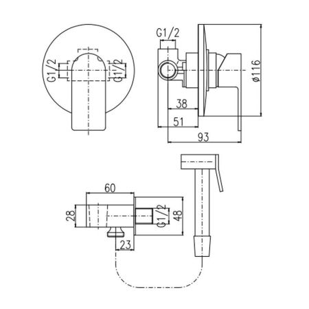 Гигиенический душ со смесителем Rav Slezak VLTAVA VT442/1, хром, артикул VT442/1