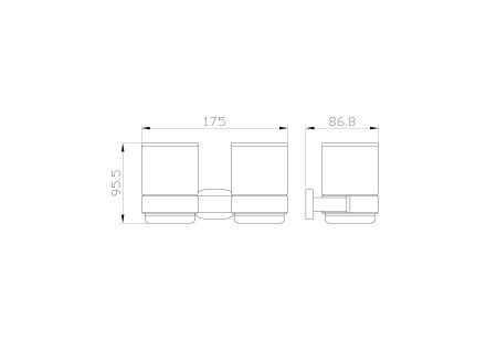Два стакана для зубных щеток с держателем WONZON & WOGHAND FIRST, Хром (WW-8428), артикул WW-8428