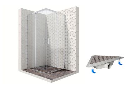 Душевой уголок Ambassador Kingston 14011103-ST18, квадратный, угловой трап, 100х100, артикул 14011103-ST18