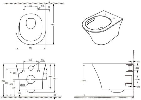 Унитаз подвесной Aquanet ZV-3 белый, артикул ZV-3