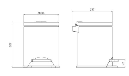 Корзина для мусора с педалью 5л AQUATEK, матовый черный AQ4016MB ВЕГА, артикул AQ4016MB