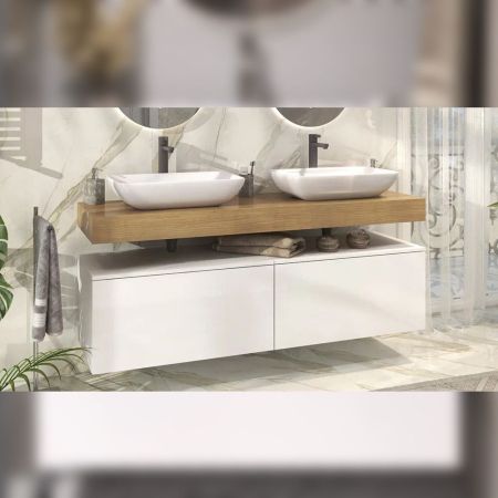 Тумба подвесная без столешницы Velvex Unit tp.UNI.80.2Y белый глянец, 80 см, артикул tp.UNI.80.2Y белый глянец