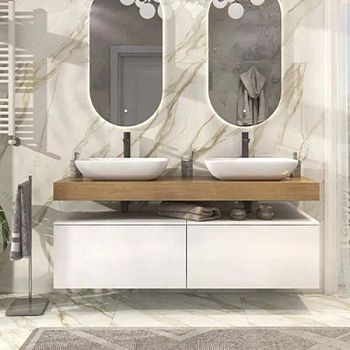 Тумба подвесная без столешницы Velvex Unit tp.UNI.80.2Y белый глянец, 80 см