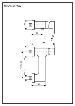 Emmevi Niagara, однорычажный смеситель для душа без набора для душа, цвет хром, артикул 74002/CR