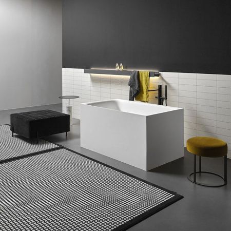 ANTONIO LUPI CUBA Ванна 1250х750х700 мм., сидячая, отдельностоящая, скрытый автоматический перелив, сифон, донный клапан, Flumood, цвет белый матовый