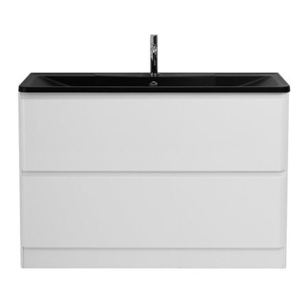 ALBANO База под раковину напольная с двумя выкатными ящиками, Bianco Lucido, 1200x450x810, ALBANO-1200-2C-PIA-BL, артикул ALBANO-1200-2C-PIA-BL