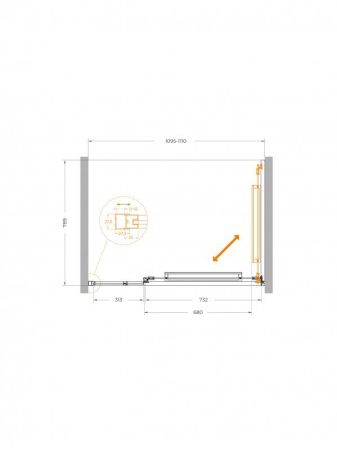 LUX-B-FS-11-110-C-GM Душевая дверь, артикул LUX-B-FS-11-110-C-GM