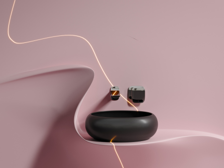 Умывальник чаша накладная круглая (цвет Черный Матовый) Элемент (Element) 360x360x120мм, артикул CN6050MB