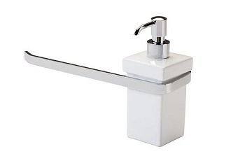 Stil Haus Mizar, полотенцедержатель + керамический дозатор, цвет хром - белая керамика