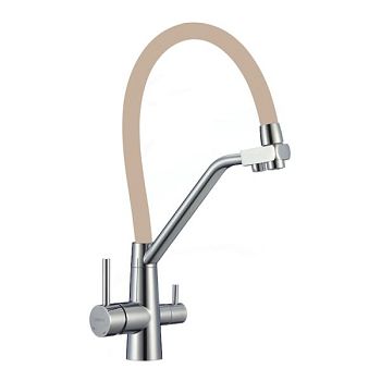 Смеситель для кухни с подключением фильтра воды Fmark FS0662-A12, хром/бежевый