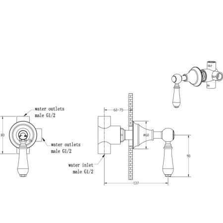 Дайвертер встраиваемый, латунь Imperiale, артикул 623