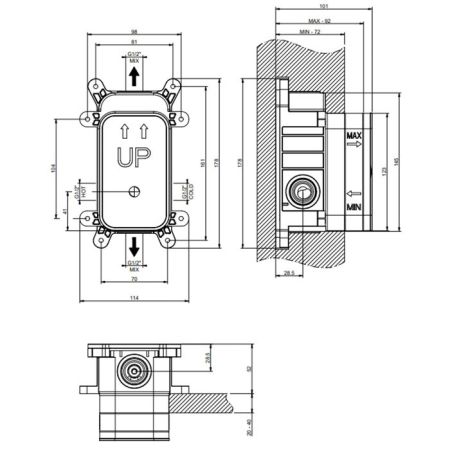Gessi Emporio Via manzoni Встраиваемая часть для смесителя на 2 выхода, цвет: Chrome