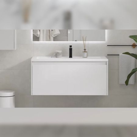Тумба под раковину подвесная Velvex Klaufs tp.KLA.MAR.100.1Y белый, 100 см, артикул tp.KLA.MAR.100.1Y белый