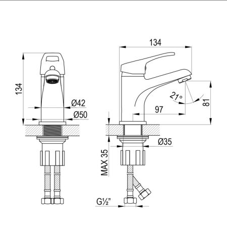 Смеситель Rossinka для раковины монолитный (B35-13), артикул B35-13