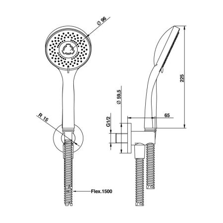Bongio Pi7 Душевой набор, цвет хром, артикул 00835CR3GPR