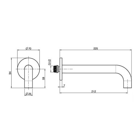 FIMA|Carlo Frattini Излив для настенного монтажа, длина 207 мм., цвет хром, артикул F2929CR