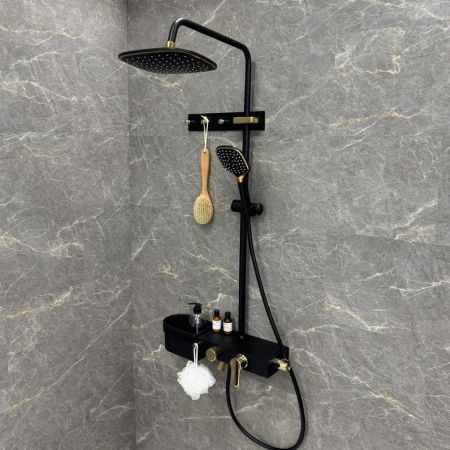 Душевая система Fixsen SLOT FX-9300B, черная+золото, артикул FX-9300B