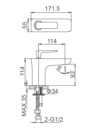 Смеситель для раковины WONZON & WOGHAND SHARK, Хром (WW-481101-CR), артикул WW-481101-CR