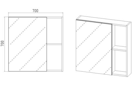 Зеркальный Шкаф VIANT  "Бостон" 70 правый/левый без света 160х700х700 (VBOS70-ZSH), артикул VBOS70-ZSH