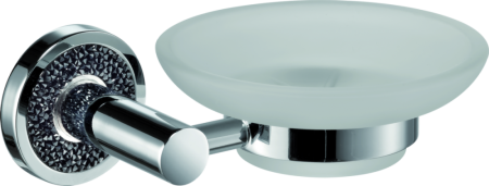 Sanibano Ebano, настенная стеклянная мыльница, цвет хром-кристаллы Swarovski black, артикул H2014/15B