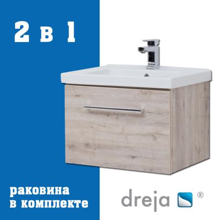 Тумба с раковиной подвесная Dreja Big Inn 65 см, дуб кантри, артикул 77-0202D-com