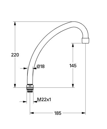 Излив для смесителей для кухни вертикального монтажа GROHE, хром (13073000), артикул 13073000