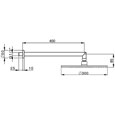 CISAL Shower Верхний душ D300 мм с настенным держателем L400 мм, цвет никель матовый, артикул DS0136202F