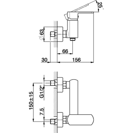 CISAL Roadster Смеситель однорычажный настенный для душа, цвет хром, артикул RR00044021