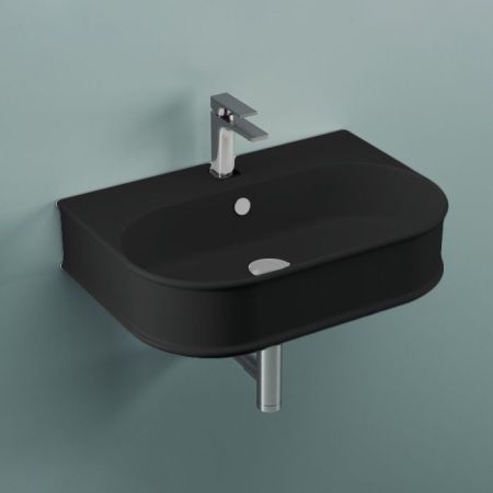 Artceram ATELIER Раковина подвесная 65х45хh15см, 1 отв (+2 намеченных), перелив, цвет: черный матовый, артикул ATL003 17 00 nero matt *1