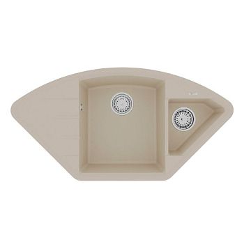 Кухонная мойка Lemark IRKANA 980 врезная угловая с доп. чашей и крылом из кварцгранита цвет: Бежевый (9910044)