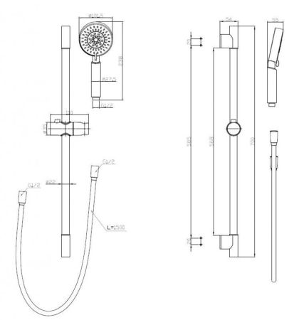 Душевая штанга с подвижным держателем для душа BELBAGNO BB-SAL-CRM, артикул BB-SAL-CRM
