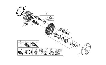 Внешняя часть термостатического смесителя на 3 выхода GROHE Grohtherm SmartControl, холодный рассвет матовый (29121GN0)