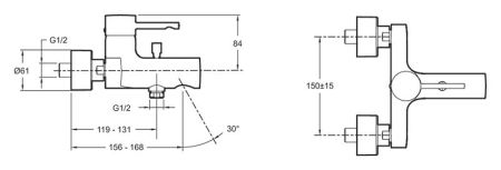 Смеситель для ванны с душем  JACOB DELAFON CUFF E45532-CP (хром, L-16,8), шт, артикул E45532-CP