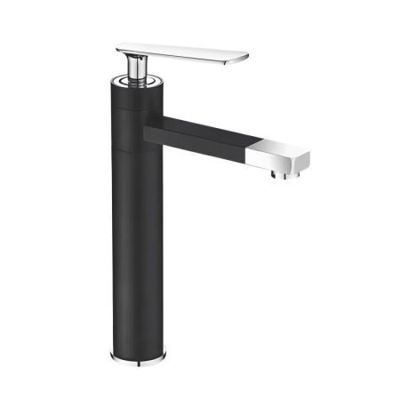 Смеситель для раковины с поворотным носиком Shevanik S6611H, черный/хром, артикул S6611H