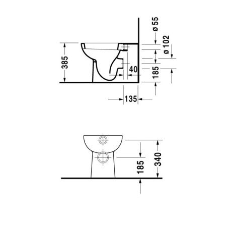 Duravit D-Code Унитаз напольный пристенный вариант, для независимого подключения воды, включая крепление, слив в стену, цвет белый