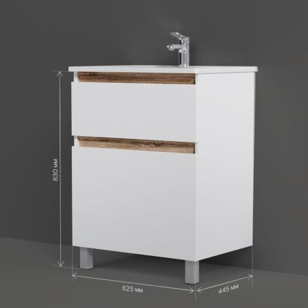 M85AFSX0652WG X-Joy, База под раковину, напольная, 65 см, 2 ящика, белый глянец, артикул M85AFSX0652WG