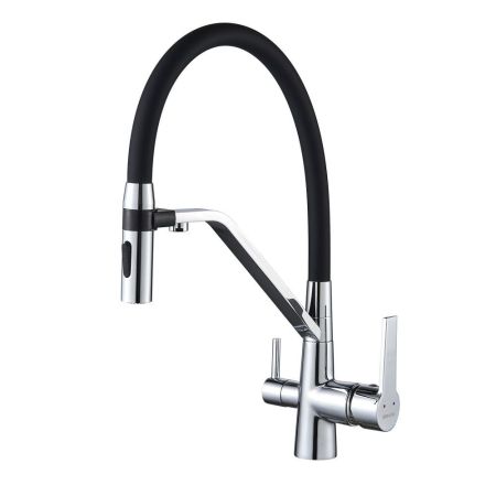 Смеситель для кухни с гибким изливом и подключением фильтра Shevanik S278, хром, артикул S278