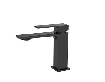 AQG Bold, однорычажный смеситель для раковины (излив 12 см), без донного клапана, цвет черный матовый