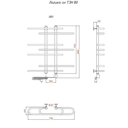 Электрический полотенцесушитель Тругор Логика элТЭН 80x60 Хром, артикул Логика/элТЭН8060