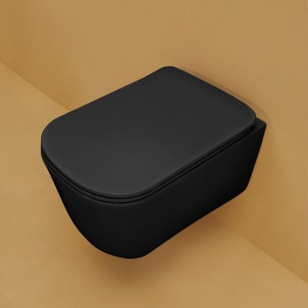 Kerasan Tribeca Унитаз подвесной 55см БЕЗОБОДКОВЫЙ, c креплением WB9N, цвет: чёрный матовый